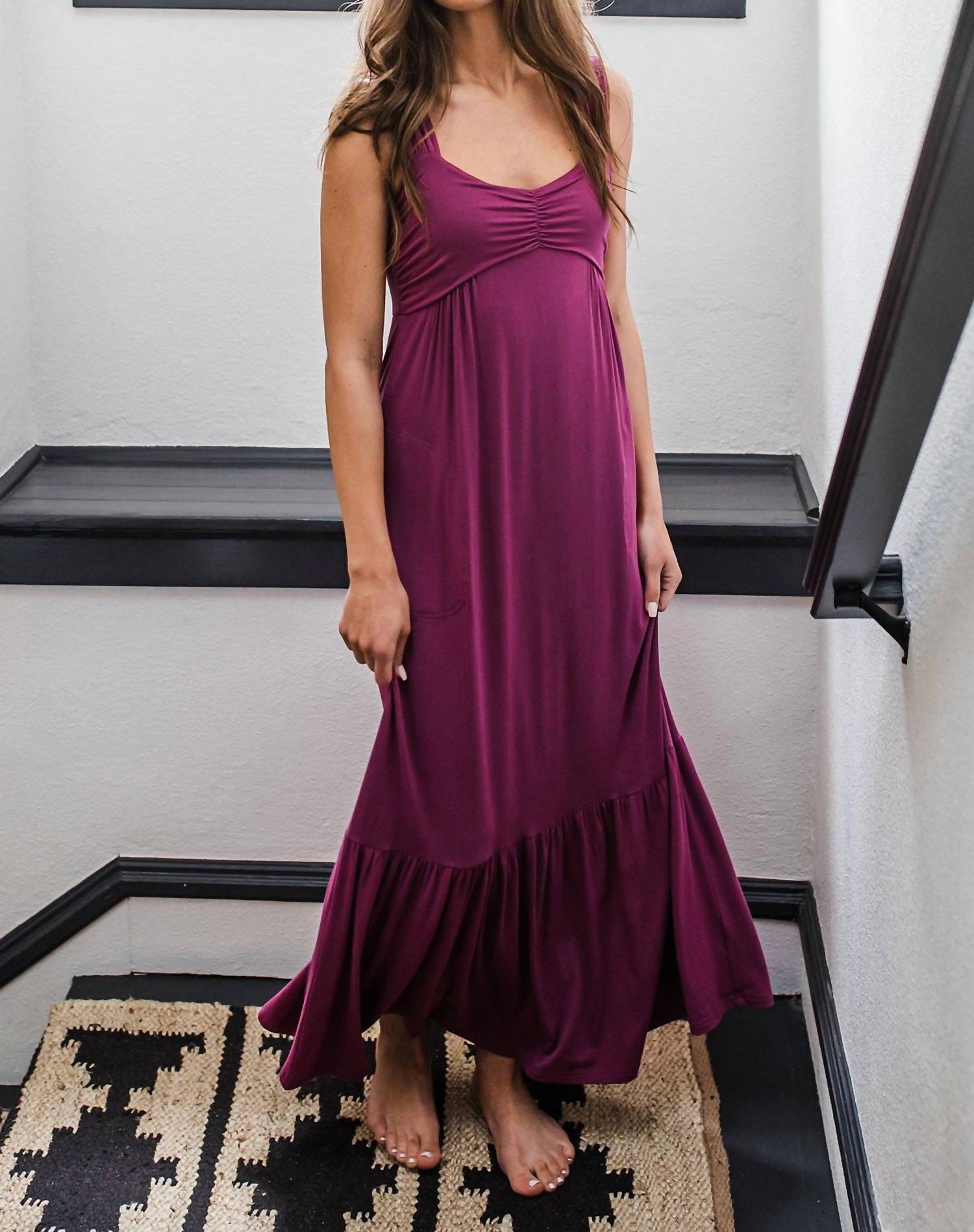 bamboo maxi dress Cleo Babydoll you’d never guess it’s Robe à la française short dress for woman Color:Black Blush