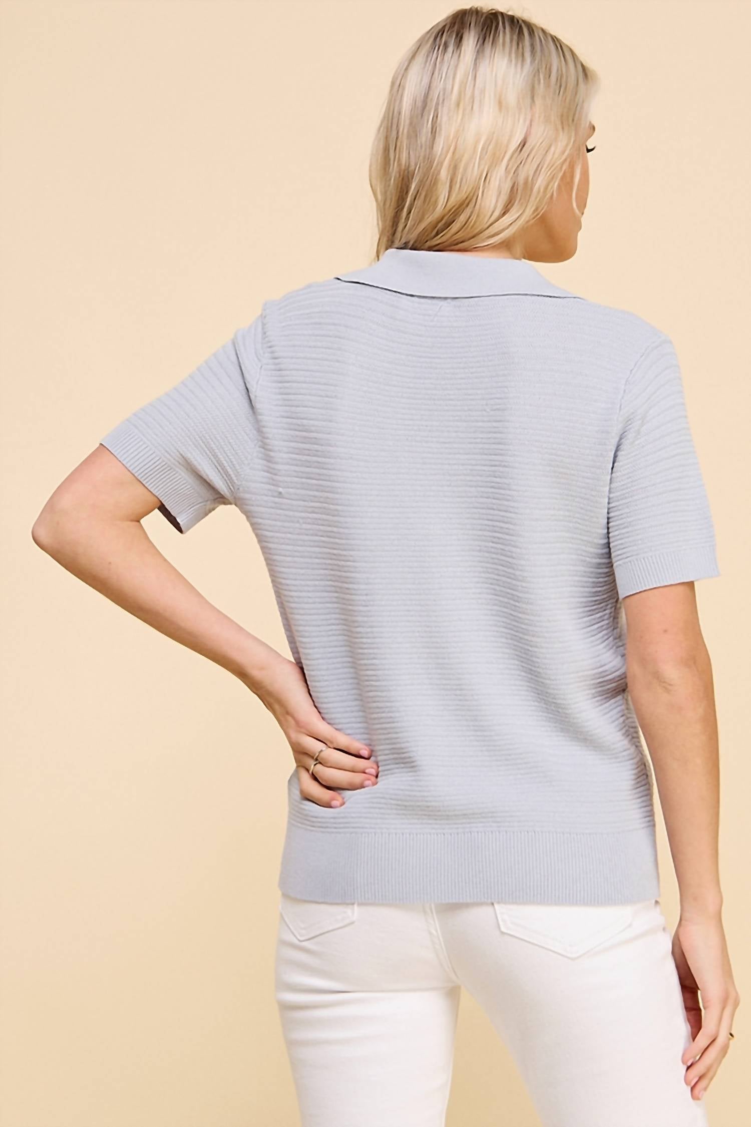 Allie Rose - Short Sleeve Textured Polo
