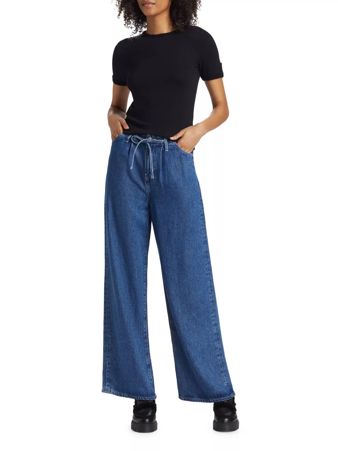 Frame - Super Drape Drawstring Wide Leg Jean