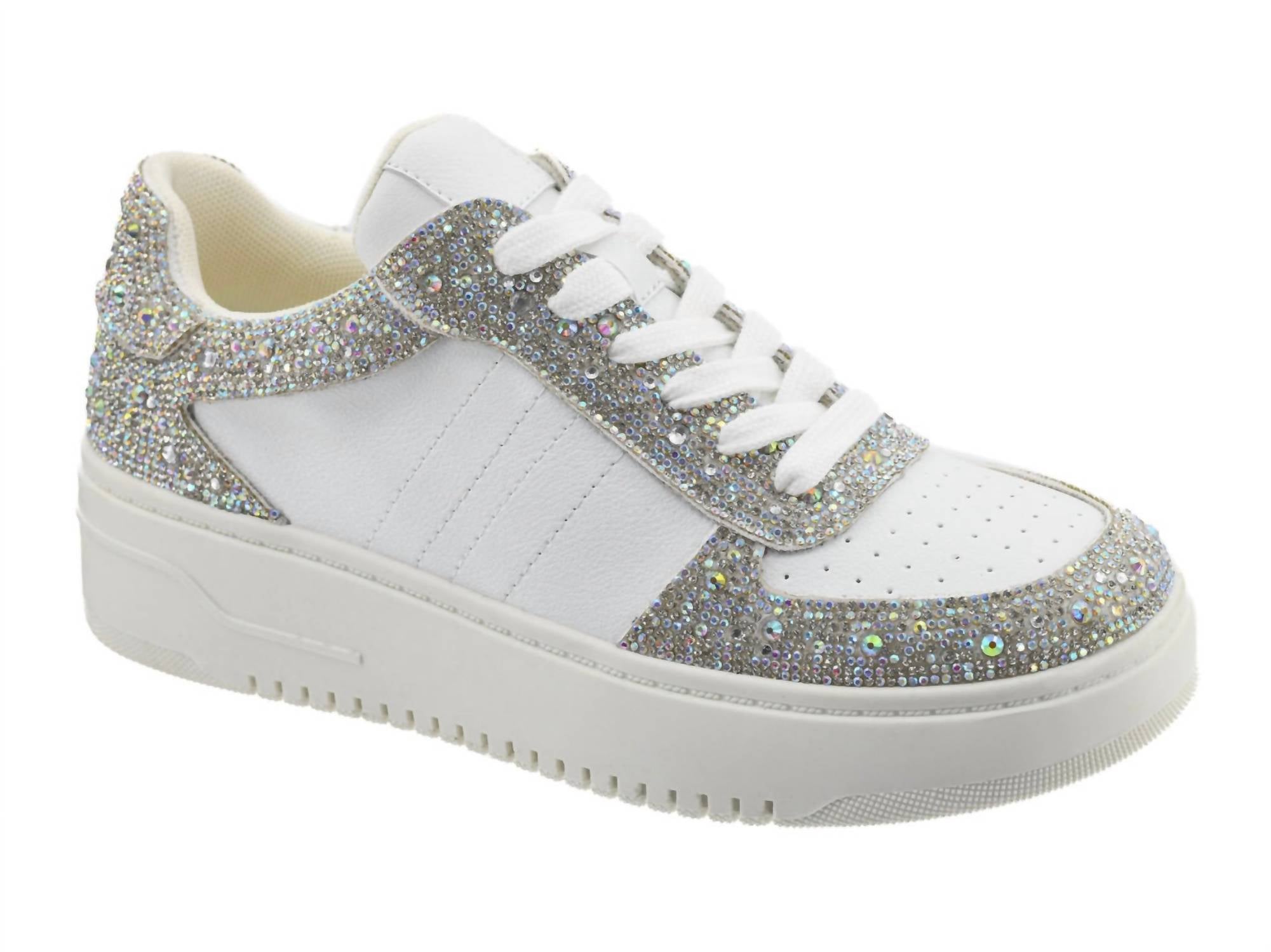 Corkys Footwear Women's Pregame Clear Rhinestone Sneakers in white - women's sneaker