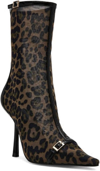 STEVE MADDEN Women's Ashlin Buckled Heels Boots in leopard - women's shoe