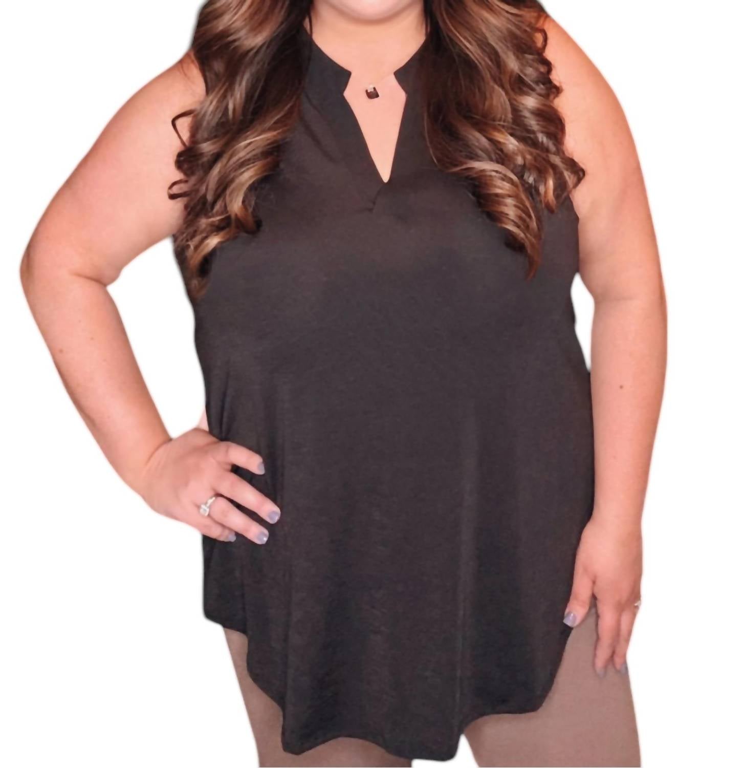 Dear Scarlett - Sleeveless Black Top in Plus