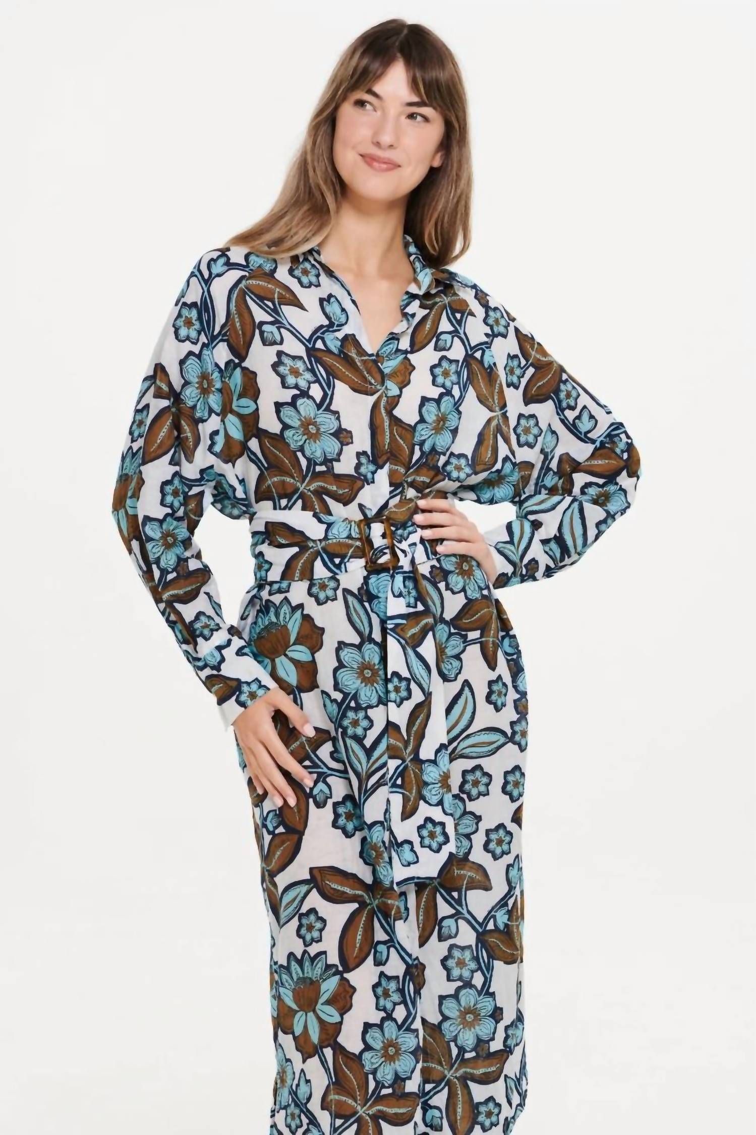 oneseason Jessie Oman Belted Maxi Dress in white - women's dress - alternate view