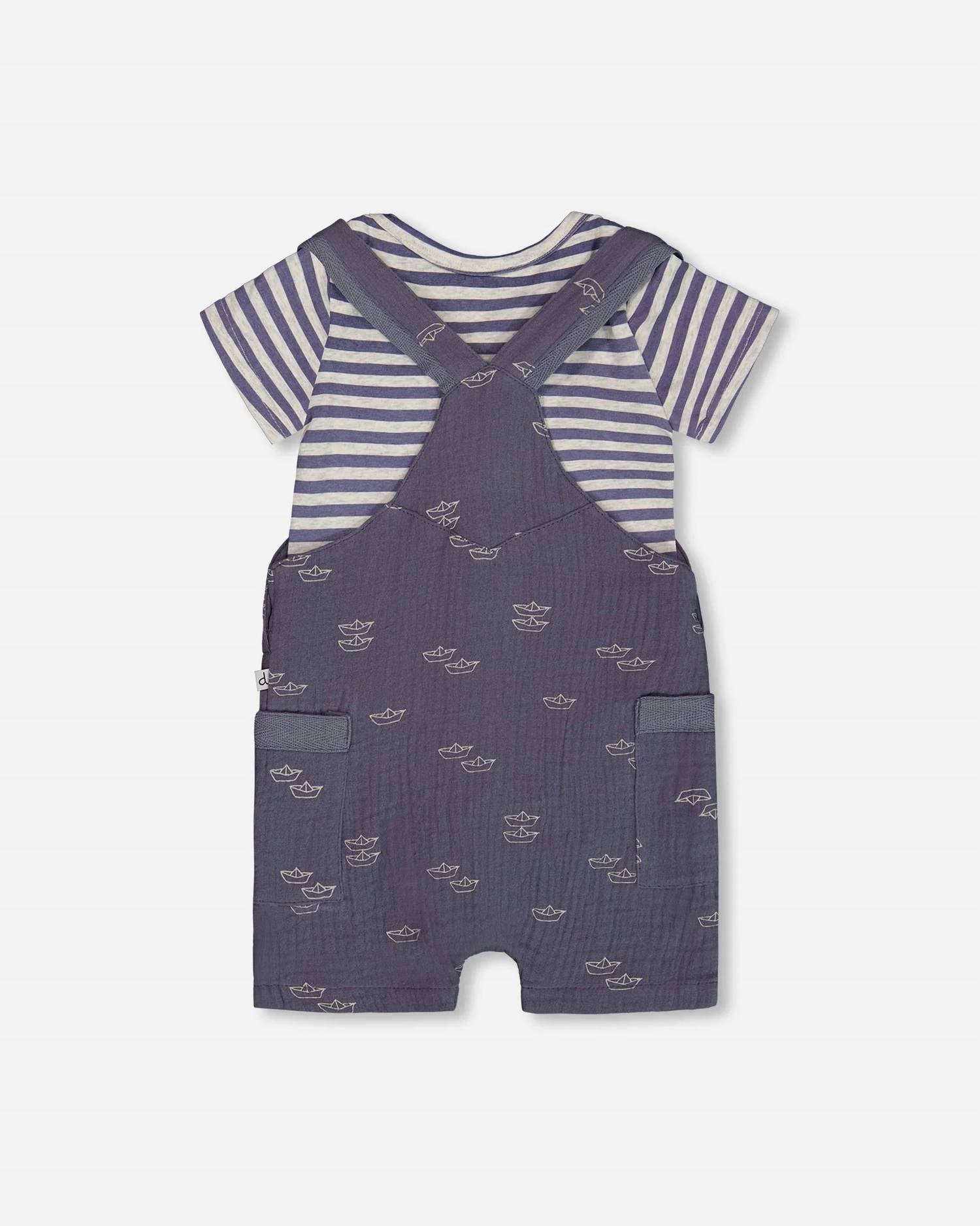 Deux Par Deux - Kids' Paper Boats Shortall Set