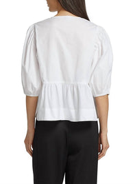 Ganni - COTTON POPLIN PEPLUM BLOUSE