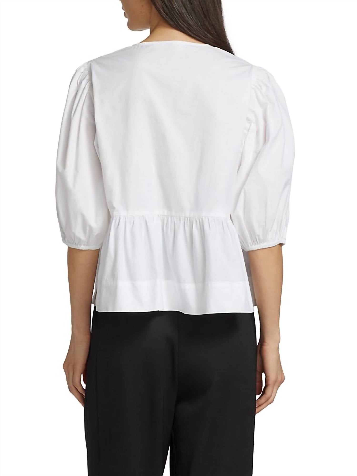 Ganni - COTTON POPLIN PEPLUM BLOUSE