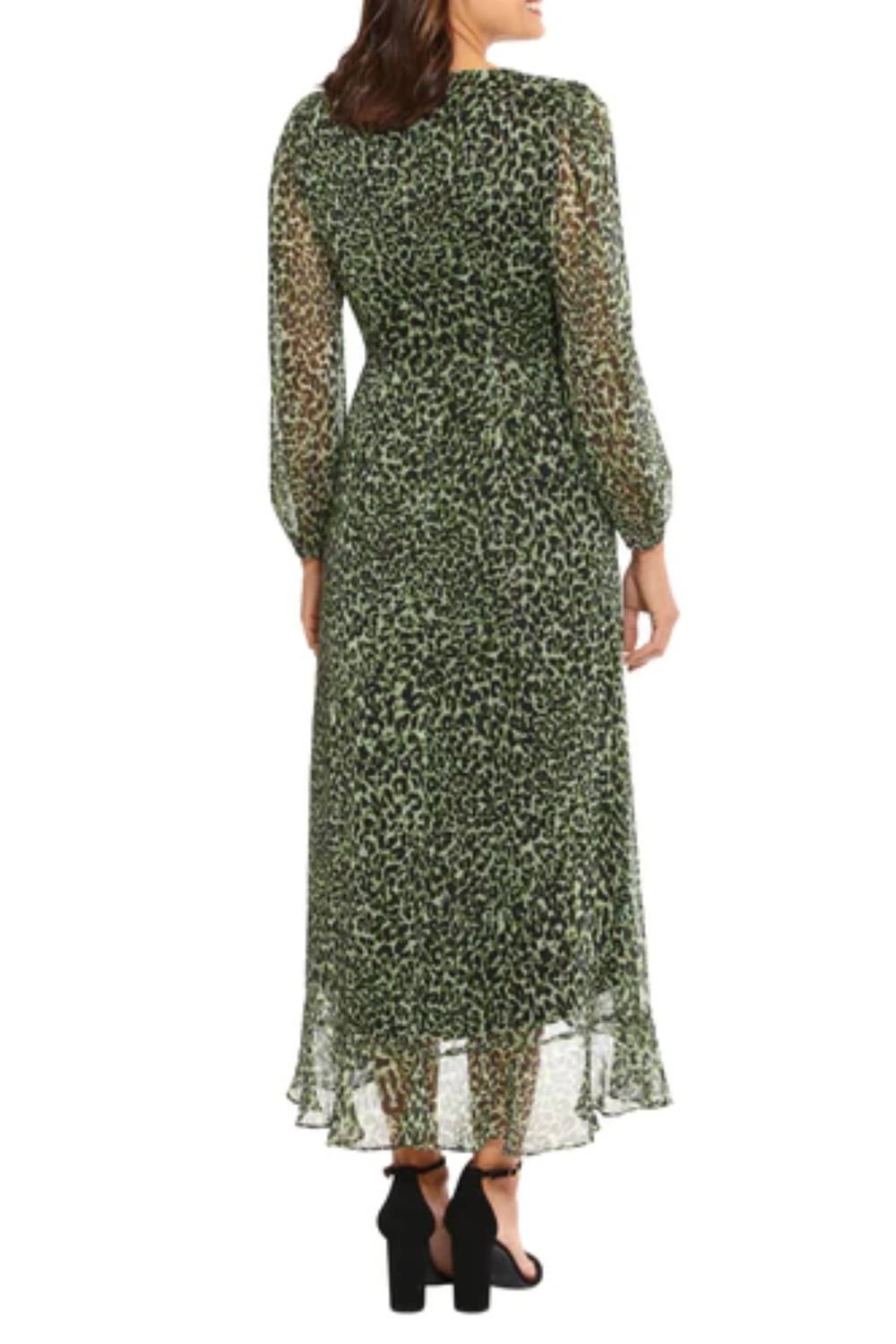 London Times - Animal Print Faux-Wrap Midi Dress