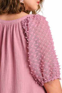 Umgee - Floral Applique Detail Blouse