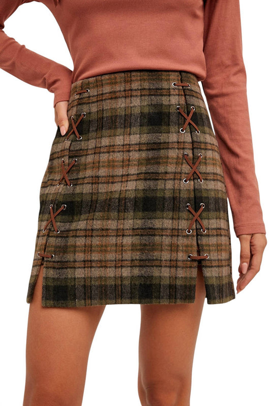 Hem & Thread - Plaid Lace Down Skirt