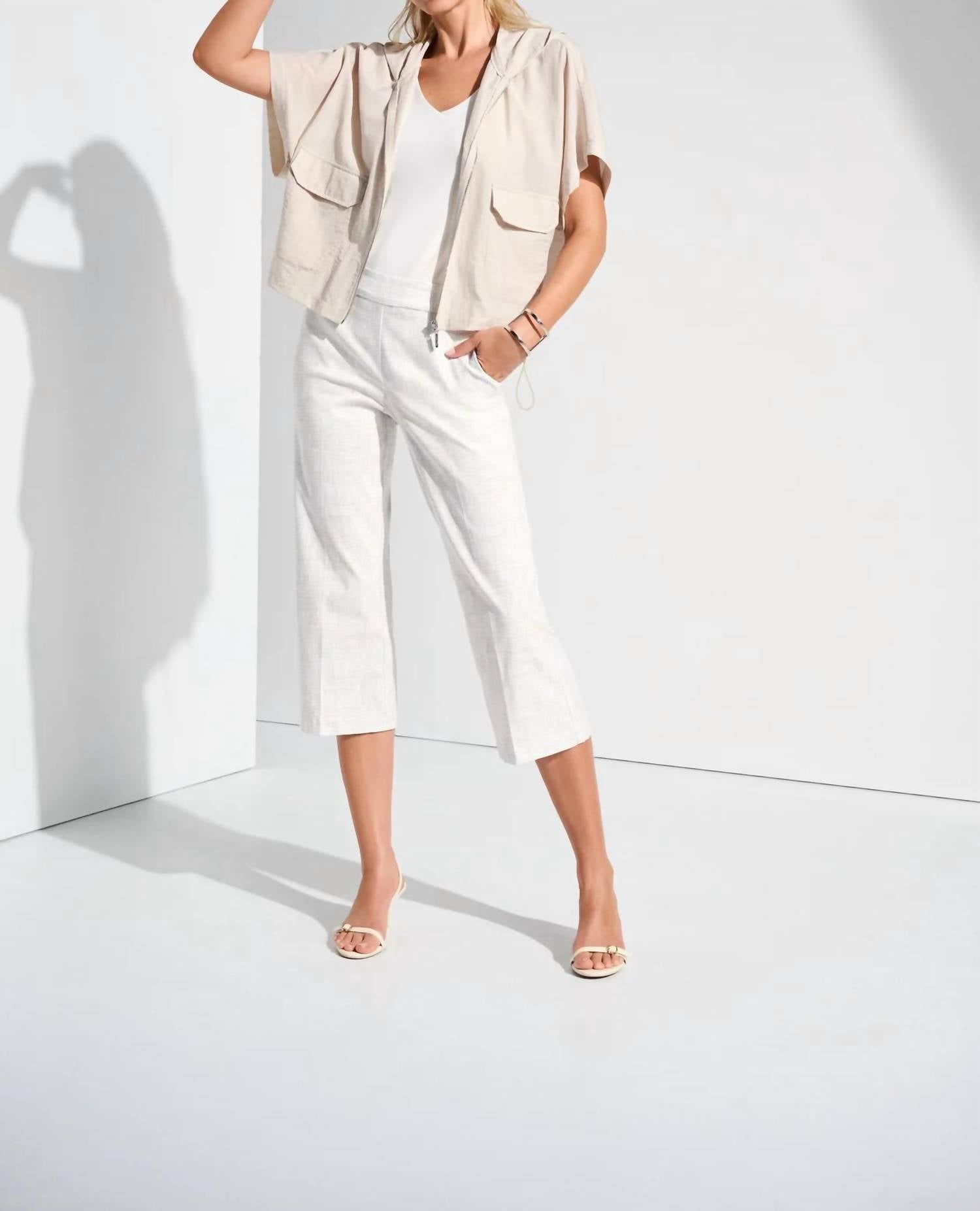 Joseph Ribkoff - Nylon Hooded Short Sleeve Boxy Jacket