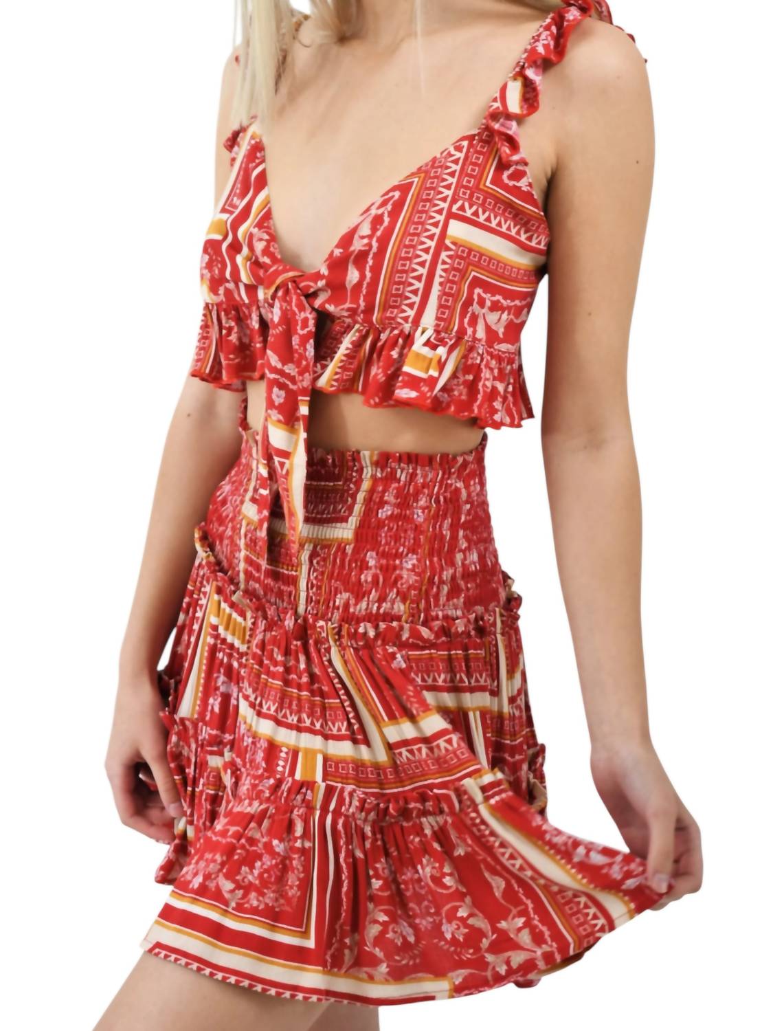 Skylar + Madison - Tribal Spirit Ruffle Smocked Set