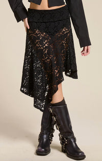 Mimosa - Asymmetric Sheer Lace Skirt