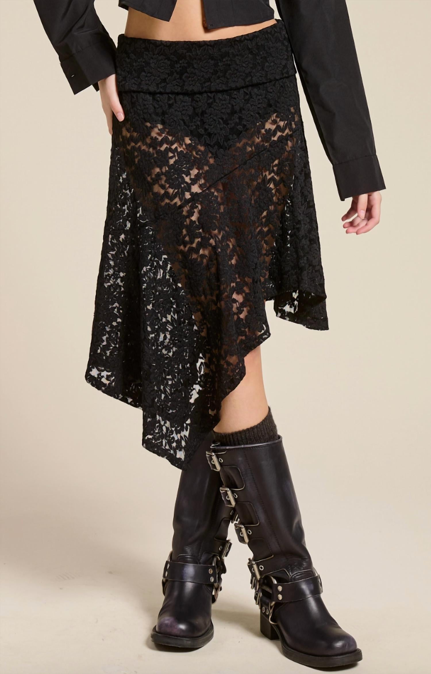 Mimosa - Asymmetric Sheer Lace Skirt