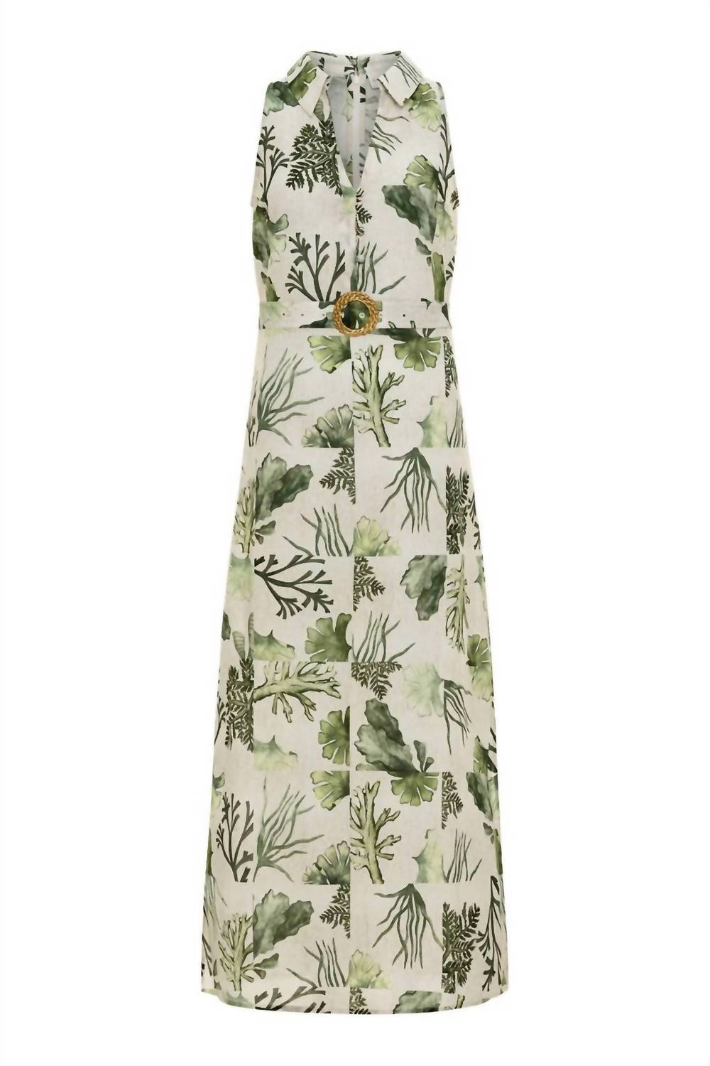 Anna Cate Jill Sleeveless Dress in green reef - women's dress - detail view