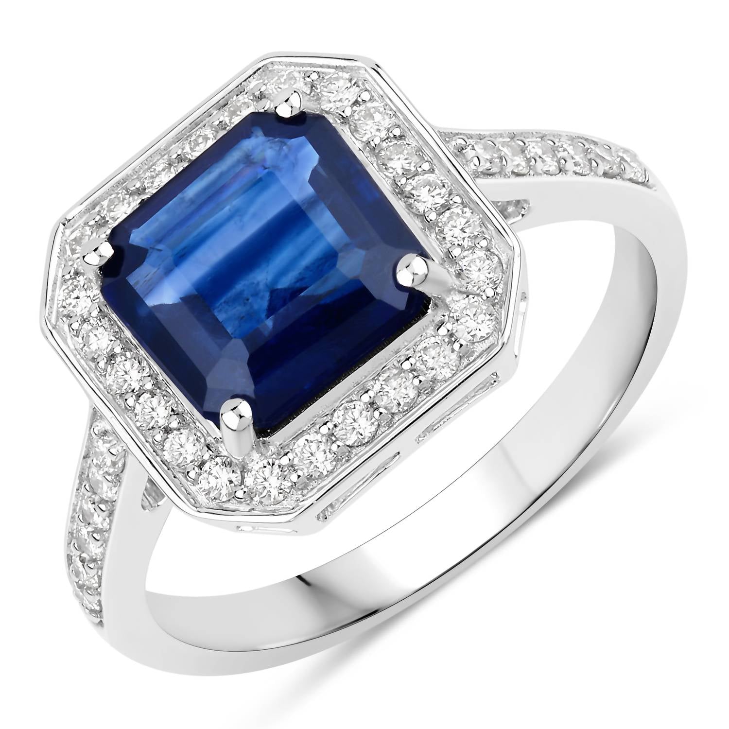 Diana M Jewels Women's Octagon Natural Sapphire Fashion Ring (3.00 Ct) - Signature in 18k white gold - women's jewelry