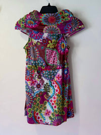 Ivy Jane Women's Cowl Neck Floral Print Top in pink turq green - women's blouse - detail view