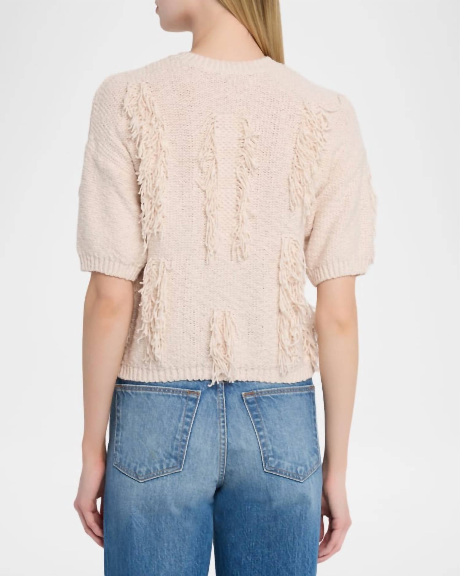Autumn Cashmere - Short Sleeve Fringe Crew Sweater