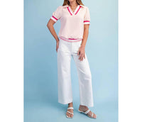 BNS Textured V-Neck Short-Sleeve Top in light blush - women's t-shirt - view 6