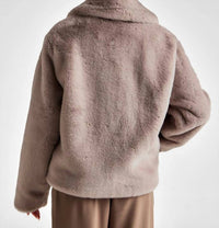 BEYOND YOGA On The List Plush Faux Fur Jacket in oat latte - women's jacket - view 8