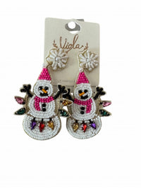 Viola - Women's Beaded Snowman Earrings