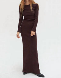 Crescent - Long Sleeve Ribbed Knit Top