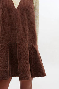 GANNI Corduroy Mini Dress in brown - women's dress - alternate view