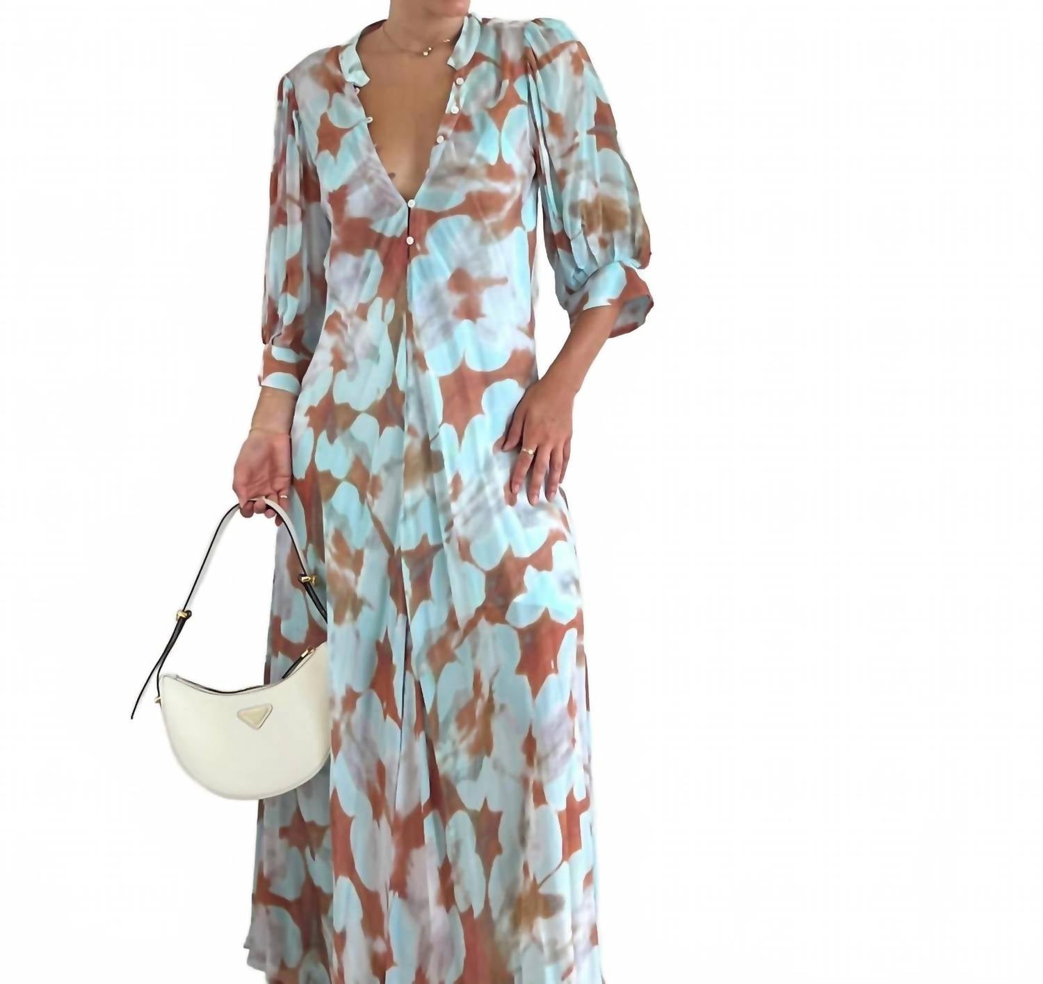 JEN'S PIRATE BOOTY Reflections Saloon Maxi Dress in reflection water - women's dress - detail view