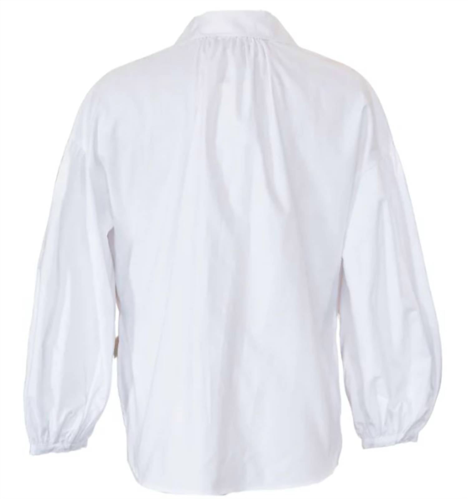 Psophia Balloon Sleeve Cotton Blouse in white - women's blouse - alternate view