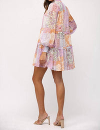 Fate - Patchwork Print Chiffon Mini Dress