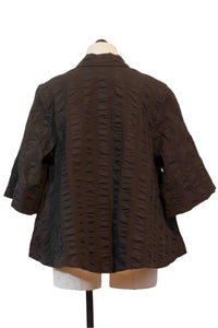 Baci - Women's Crinkle Stripe Flared Short Sleeve Blouse