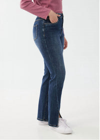 FDJ Front Slit Straight Leg Jeans in deep blue - women's jeans - detail view