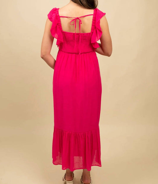 Pine Apparel - Smocked Maxi Dress With Ruffle Hem