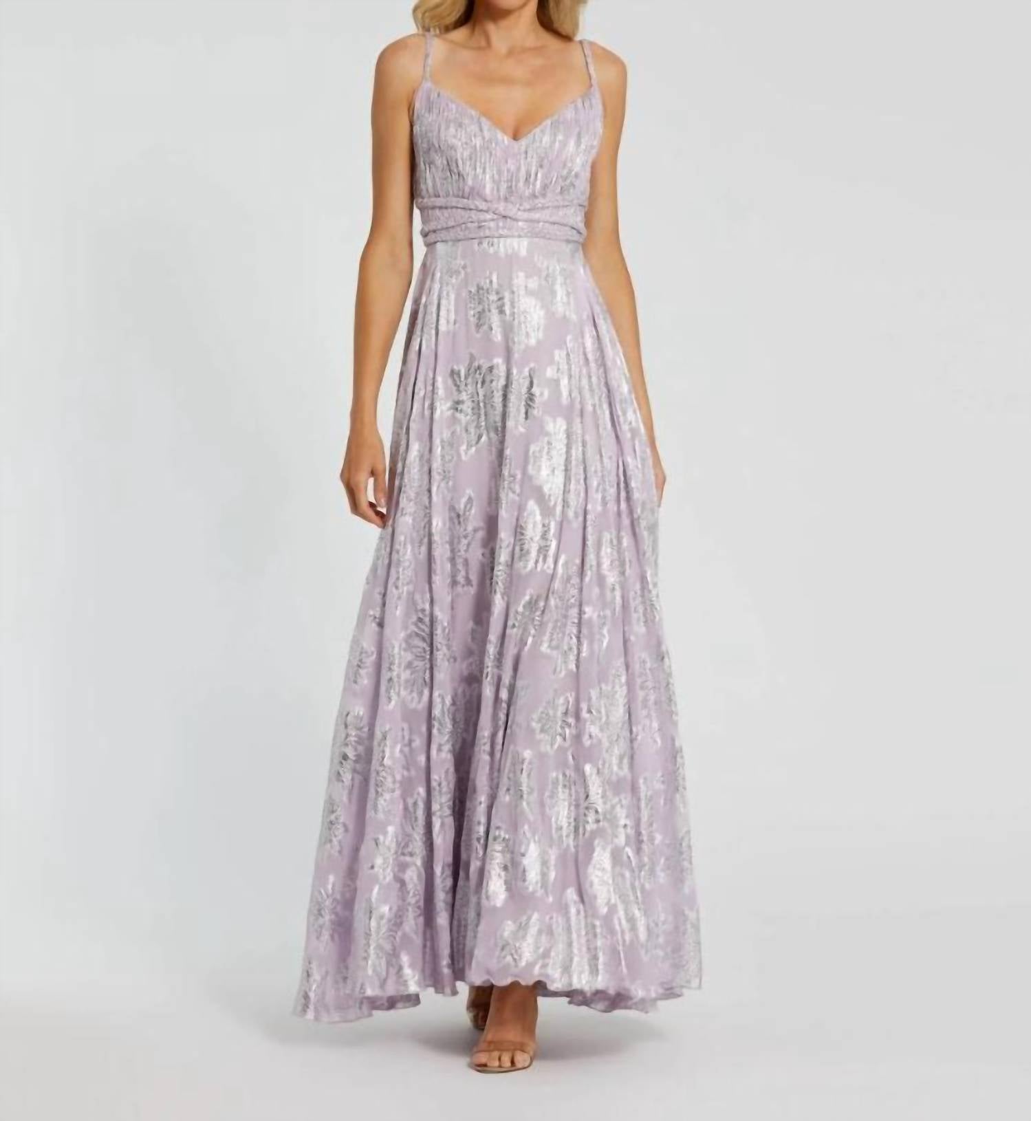 Mac Duggal - Braided Strap A-line Floral Gown