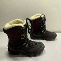 Oboz Women's Bridger Insulated Waterproof 9 Inch Leather Snow Boots in black purple - women's shoe - detail view