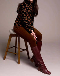 Tribal - Eliza Embellished Velvet Mock Neck Top