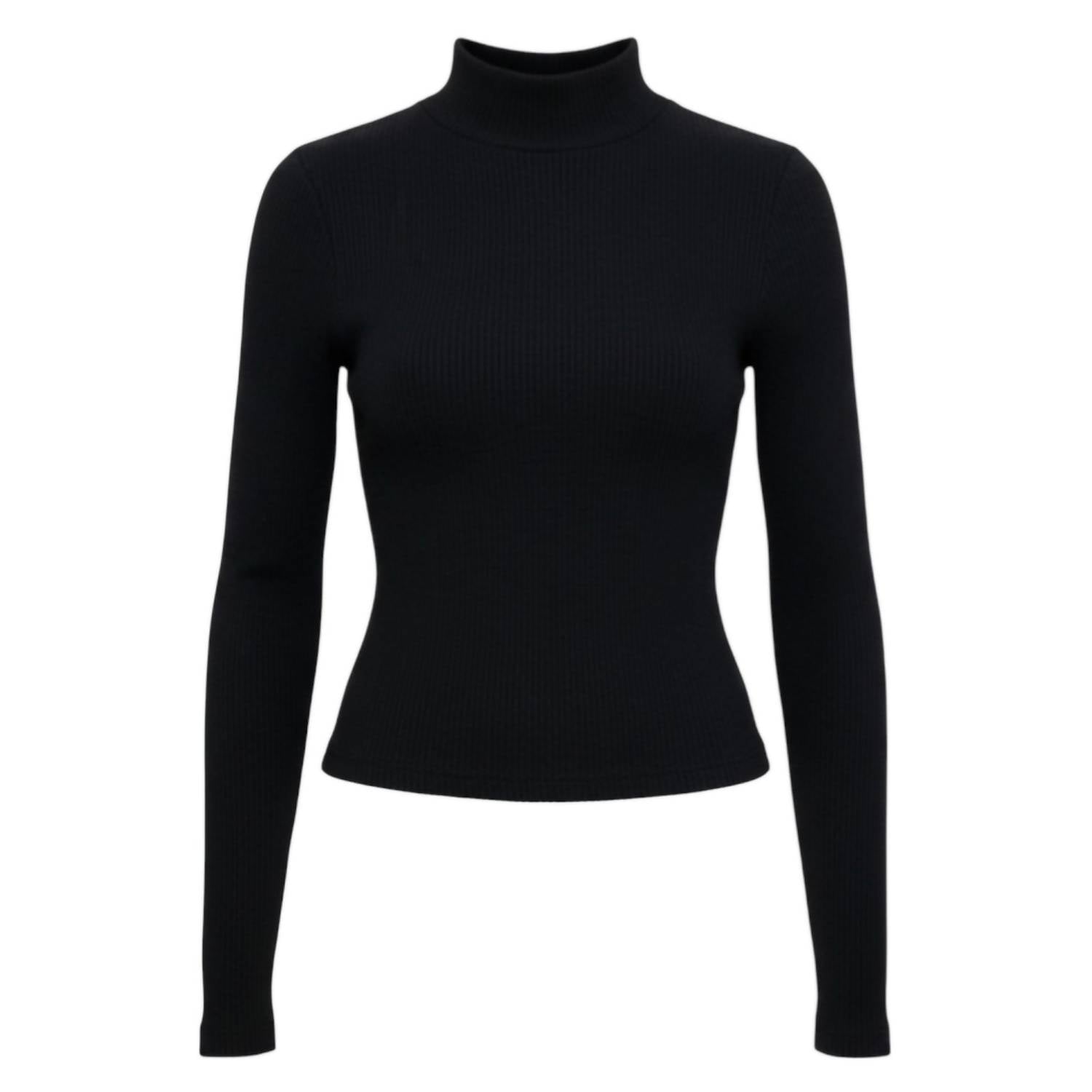 Ambar - Mock Neck Long Sleeve Cotton Rib Top