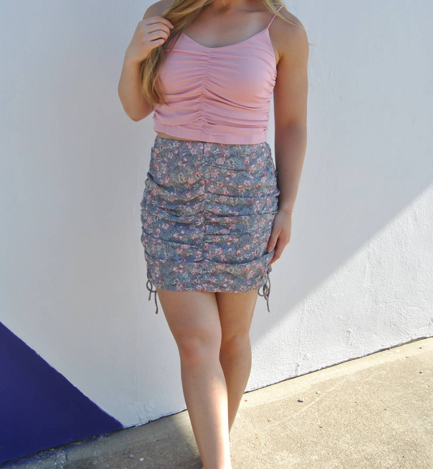 She + Sky - Ruched Rib Knit Cami Top