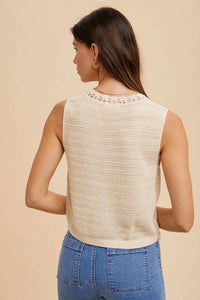 Anniewear - Crochet Trimmed Button Down Vest