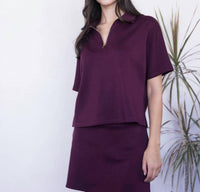 P.CILL Short Sleeve Quarter Zip Top in port - women's t-shirt - view 4