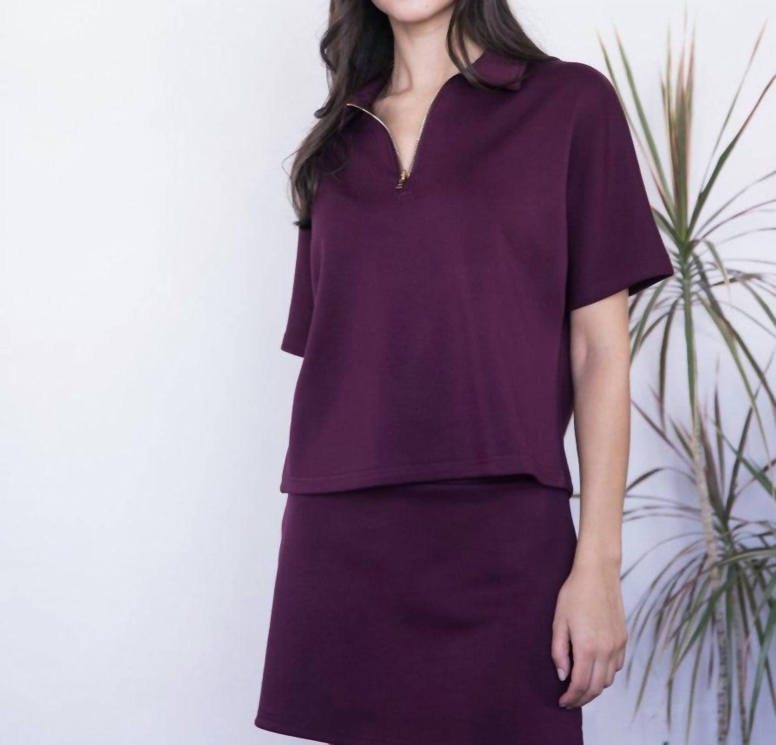 P.Cill - Modal Short Sleeve Quarter Zip Top