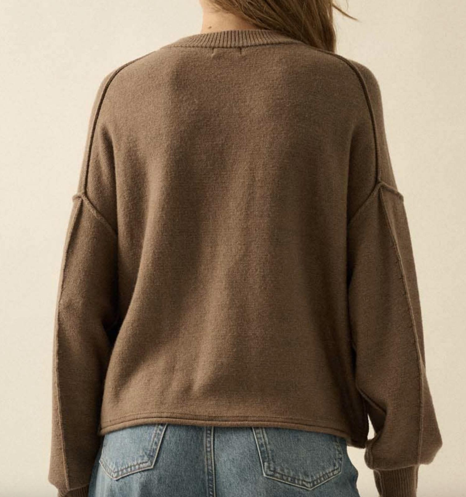 PROMESA Embroidered Horses Sweater in brown - women's sweater - alternate view