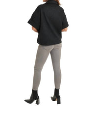 LOVE TOKEN Short Sleeve Boxy Jacket in black - women's jacket - detail view