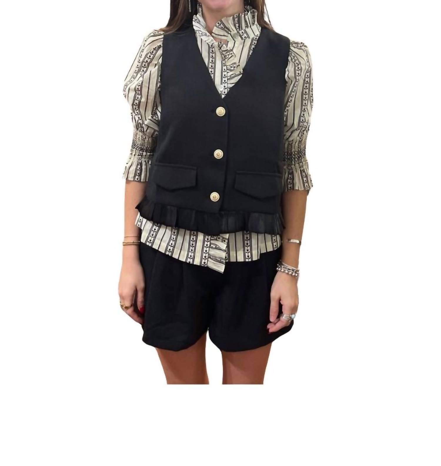 Joy Joy - Ruffles Hem V-neck Vest