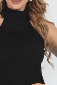 Veronica M Halter Mockneck Bodycon Dress in black - women's dress - detail view