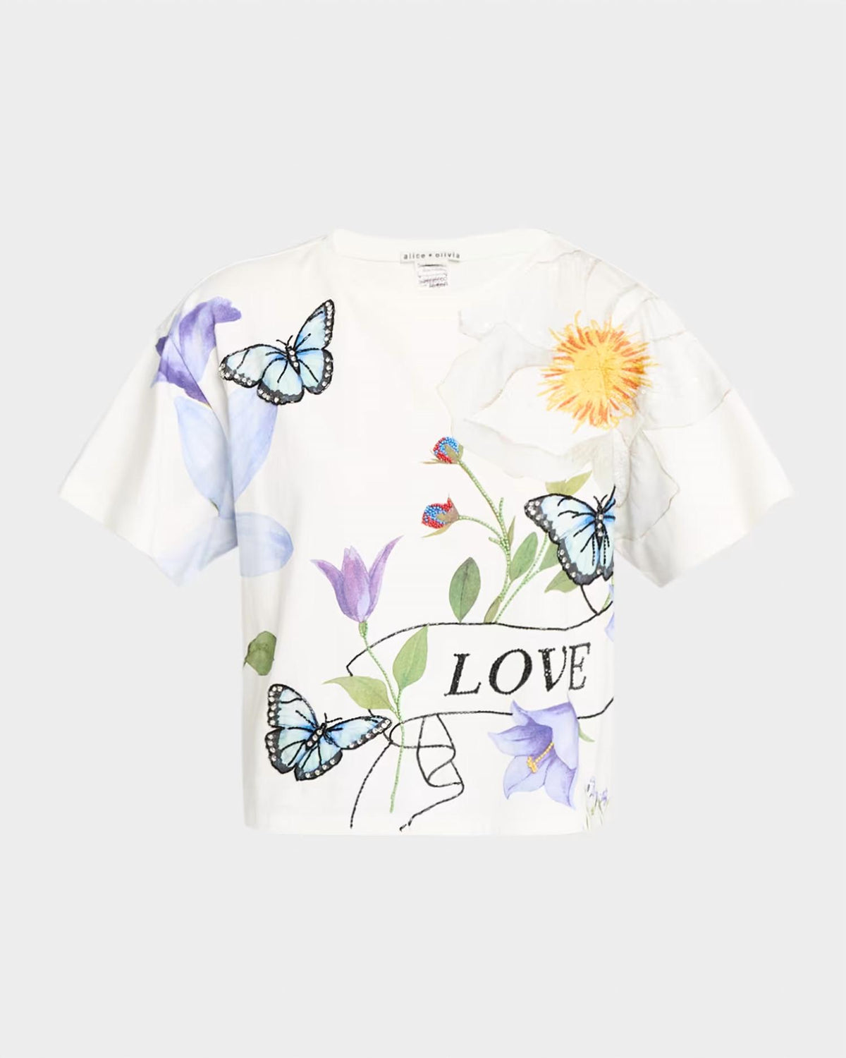 Alice + Olivia - Evan Embellished Embroidered Oversized Tee