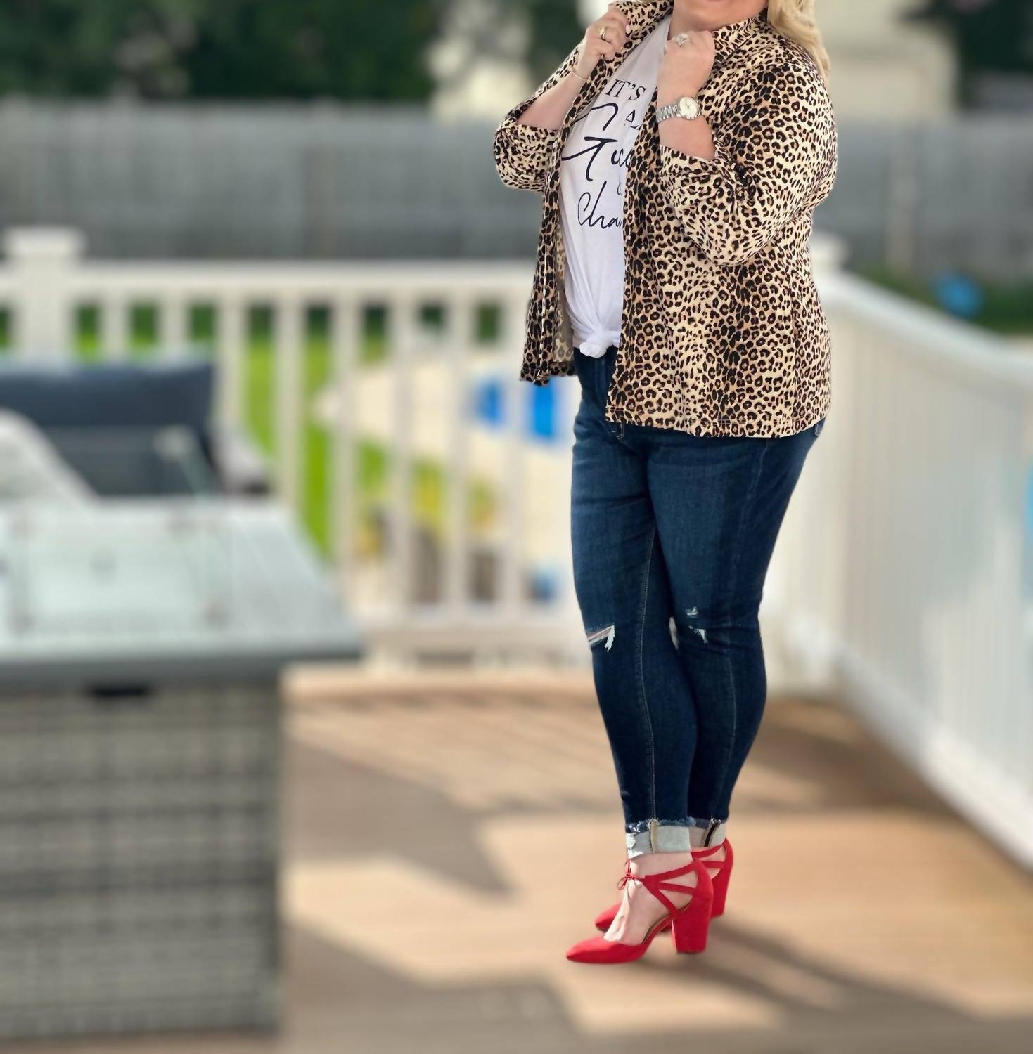 Amelia K. Luxe Lovely Blazer in leopard print - women's jacket - alternate view