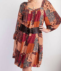 Easel - Patchwork Gauze Woven Dress
