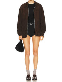 LAMARQUE Women's Caden Bomber Jacket in chocolate - women's jacket - view 5