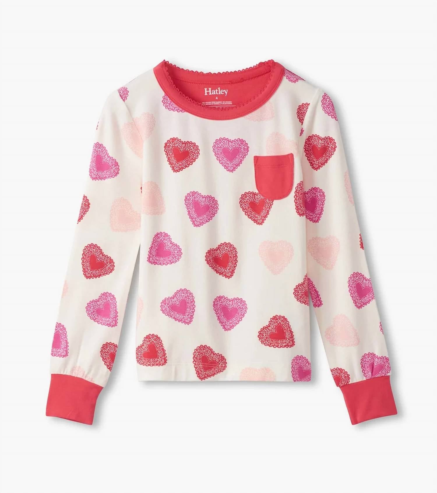 Hatley - Kids' Cut-out Hearts Bamboo Pajama Set