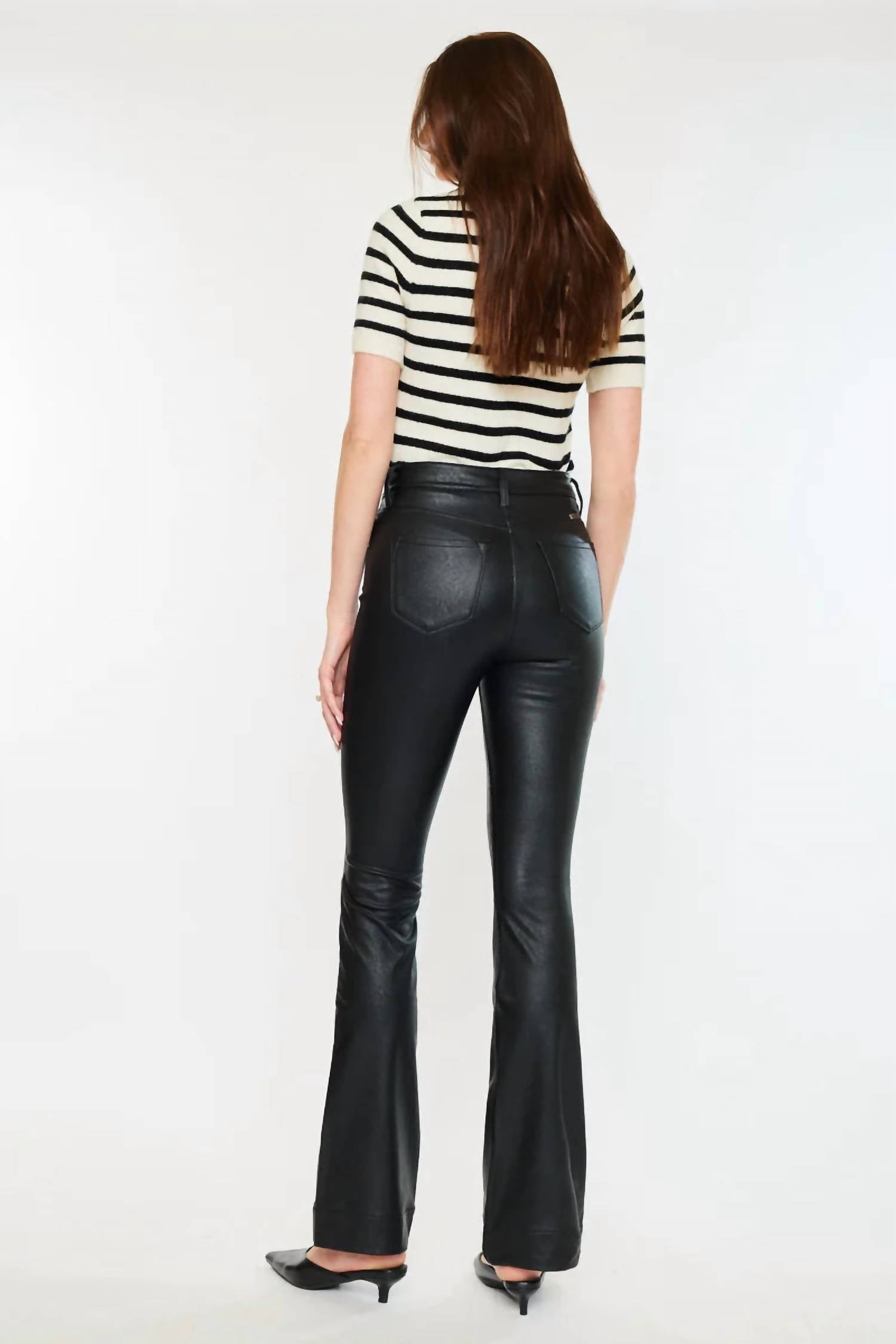 KanCan High Rise Bootcut Leather Jean in black - women's jeans - detail view
